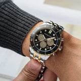 Buy Shop Michael Kors Cunningham Chronograph Black Dial Two Tone Steel Strap Watch For Men - MK8964 USA Online