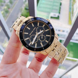 Buy Shop Michael Kors Cunningham Multifunction Black Dial Gold Steel Strap Watch For Men - MK7154 USA Online
