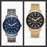 Buy Shop Michael Kors Cunningham Multifunction Black Dial Gold Steel Strap Watch For Men - MK7154 USA Online