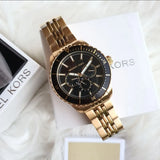 Buy Shop Michael Kors Cunningham Multifunction Black Dial Gold Steel Strap Watch For Men - MK7154 USA Online