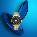 Buy Shop Michael Kors Cunningham Multifunction Black Dial Gold Steel Strap Watch For Men - MK7154 USA Online
