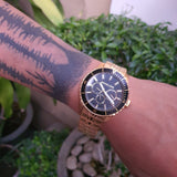Buy Shop Michael Kors Cunningham Multifunction Black Dial Gold Steel Strap Watch For Men - MK7154 USA Online