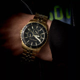 Buy Shop Michael Kors Cunningham Multifunction Black Dial Gold Steel Strap Watch For Men - MK7154 USA Online