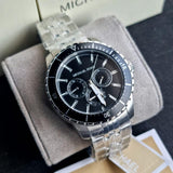 Buy Shop Michael Kors Cunningham Multifunction Black Dial Silver Steel Strap Watch For Men - MK7156 USA Online