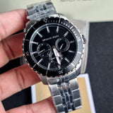Buy Shop Michael Kors Cunningham Multifunction Black Dial Silver Steel Strap Watch For Men - MK7156 USA Online