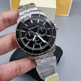 Buy Shop Michael Kors Cunningham Multifunction Black Dial Silver Steel Strap Watch For Men - MK7156 USA Online