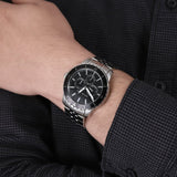 Buy Shop Michael Kors Cunningham Multifunction Black Dial Silver Steel Strap Watch For Men - MK7156 USA Online