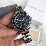 Buy Shop Michael Kors Cunningham Multifunction Black Dial Silver Steel Strap Watch For Men - MK7156 USA Online