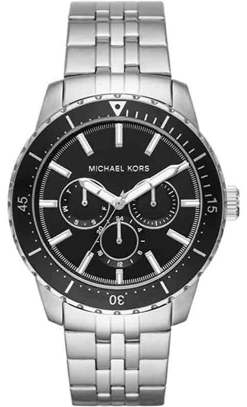 Buy Shop Michael Kors Cunningham Multifunction Black Dial Silver Steel Strap Watch For Men - MK7156 USA Online