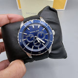 Buy Shop Michael Kors Cunningham Multifunction Blue Dial Black Rubber Strap Watch For Men - MK7160 USA Online