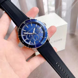 Buy Shop Michael Kors Cunningham Multifunction Blue Dial Black Rubber Strap Watch For Men - MK7160 USA Online