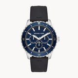 Buy Shop Michael Kors Cunningham Multifunction Blue Dial Black Rubber Strap Watch For Men - MK7160 USA Online
