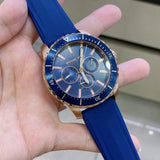 Buy Shop Michael Kors Cunningham Multifunction Blue Dial Blue Rubber Strap Watch For Men - MK7163 USA Online