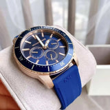 Buy Shop Michael Kors Cunningham Multifunction Blue Dial Blue Rubber Strap Watch For Men - MK7163 USA Online