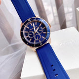 Buy Shop Michael Kors Cunningham Multifunction Blue Dial Blue Rubber Strap Watch For Men - MK7163 USA Online