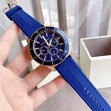 Buy Shop Michael Kors Cunningham Multifunction Blue Dial Blue Rubber Strap Watch For Men - MK7163 USA Online