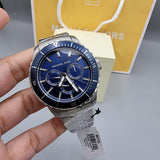Buy Shop Michael Kors Cunningham Multifunction Blue Dial Silver Steel Strap Watch For Men - MK7153 USA Online