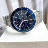 Buy Shop Michael Kors Cunningham Multifunction Blue Dial Silver Steel Strap Watch For Men - MK7153 USA Online