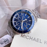 Buy Shop Michael Kors Cunningham Multifunction Blue Dial Silver Steel Strap Watch For Men - MK7153 USA Online