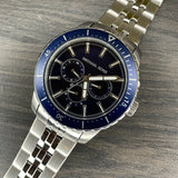 Buy Shop Michael Kors Cunningham Multifunction Blue Dial Silver Steel Strap Watch For Men - MK7153 USA Online