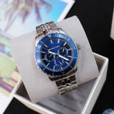 Buy Shop Michael Kors Cunningham Multifunction Blue Dial Silver Steel Strap Watch For Men - MK7153 USA Online