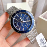 Buy Shop Michael Kors Cunningham Multifunction Blue Dial Silver Steel Strap Watch For Men - MK7153 USA Online