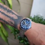 Buy Shop Michael Kors Cunningham Multifunction Blue Dial Silver Steel Strap Watch For Men - MK7153 USA Online