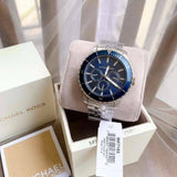 Buy Shop Michael Kors Cunningham Multifunction Blue Dial Silver Steel Strap Watch For Men - MK7153 USA Online