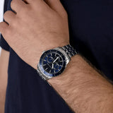 Buy Shop Michael Kors Cunningham Multifunction Blue Dial Silver Steel Strap Watch For Men - MK7153 USA Online