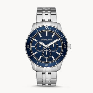 Buy Shop Michael Kors Cunningham Multifunction Blue Dial Silver Steel Strap Watch For Men - MK7153 USA Online