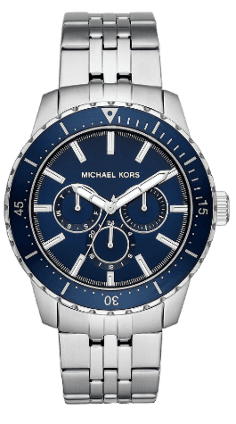 Buy Shop Michael Kors Cunningham Multifunction Blue Dial Silver Steel Strap Watch For Men - MK7153 USA Online