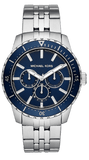 Buy Shop Michael Kors Cunningham Multifunction Blue Dial Silver Steel Strap Watch For Men - MK7153 USA Online