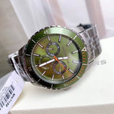 Buy Shop Michael Kors Cunningham Multifunction Chronograph Green Dial Grey Steel Strap Watch For Men - MK7158 USA Online
