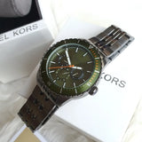 Buy Shop Michael Kors Cunningham Multifunction Chronograph Green Dial Grey Steel Strap Watch For Men - MK7158 USA Online