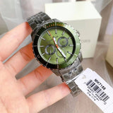 Buy Shop Michael Kors Cunningham Multifunction Chronograph Green Dial Grey Steel Strap Watch For Men - MK7158 USA Online