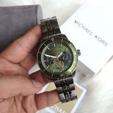 Buy Shop Michael Kors Cunningham Multifunction Chronograph Green Dial Grey Steel Strap Watch For Men - MK7158 USA Online