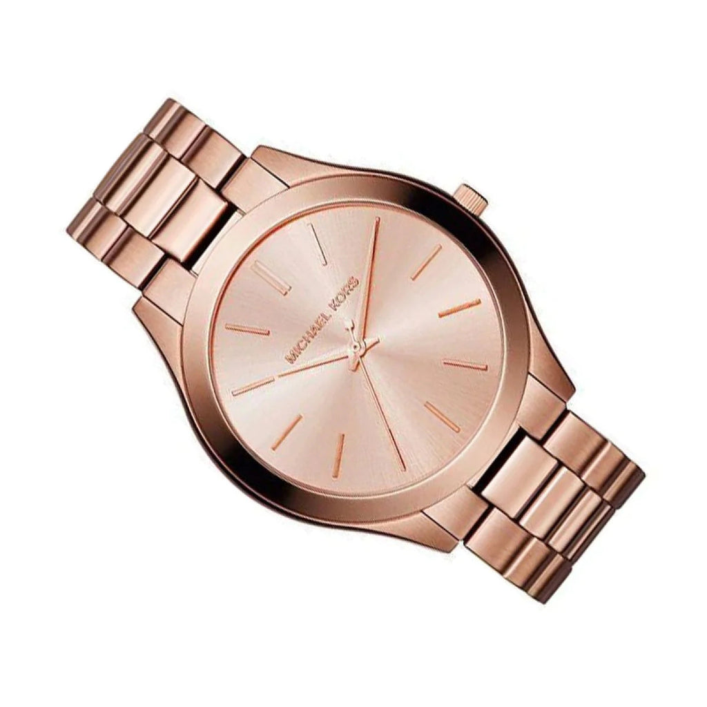 Buy Shop Michael Kors Mini Slim Runway Chronograph Quartz Rose Gold Dial Rose Gold Steel Strap Watch For Women - MK3205 USA Online