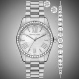 Buy Shop Michael Kors Lexington Crystals Mother of Pearl White Dial Silver Steel Strap Watch for Women - MK1087 USA Online