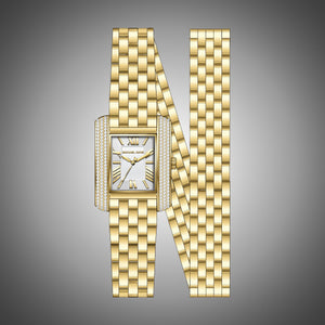 Buy Shop Michael Kors Emery Pave Double Wrap White Dial Gold Steel Strap Watch for Women - MK4833 USA Online