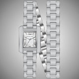 Buy Shop Michael Kors Emery Pave Double Wrap Crystals White Dial Silver Steel Strap Watch for Women - MK4836 USA Online