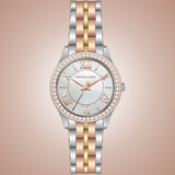 Buy Shop Michael Kors Harlowe Three-Hand Mother of Pearl White Dial Tri Tone Steel Strap Watch for Women - MK4846 USA Online