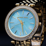 Buy Shop Michael Kors Darci Analog Mother of Pearl Green Dial Gold Steel Strap Watch For Women - MK3498 USA Online