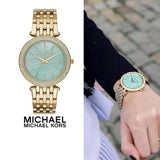Buy Shop Michael Kors Darci Analog Mother of Pearl Green Dial Gold Steel Strap Watch For Women - MK3498 USA Online