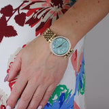 Buy Shop Michael Kors Darci Analog Mother of Pearl Green Dial Gold Steel Strap Watch For Women - MK3498 USA Online