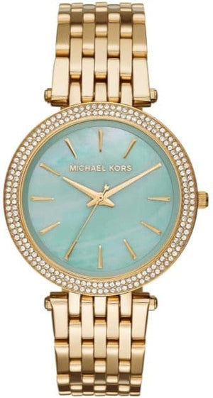 Buy Shop Michael Kors Darci Analog Mother of Pearl Green Dial Gold Steel Strap Watch For Women - MK3498 USA Online