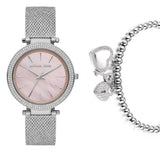 Buy Shop Michael Kors Darci Analog Pink Dial Silver Mesh Bracelet Watch For Women - MK4518 USA Online
