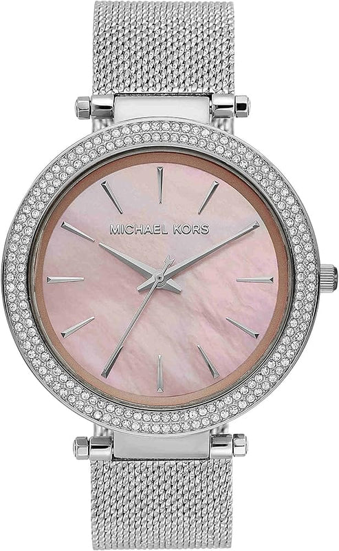 Buy Shop Michael Kors Darci Analog Pink Dial Silver Mesh Bracelet Watch For Women - MK4518 USA Online