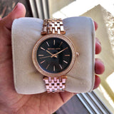 Buy Shop Michael Kors Darci Black Dial Rose Gold Steel Strap Watch for Women - MK3402 USA Online