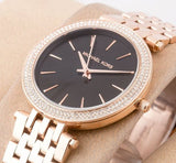 Buy Shop Michael Kors Darci Black Dial Rose Gold Steel Strap Watch for Women - MK3402 USA Online