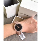 Buy Shop Michael Kors Darci Black Dial Rose Gold Steel Strap Watch for Women - MK3402 USA Online